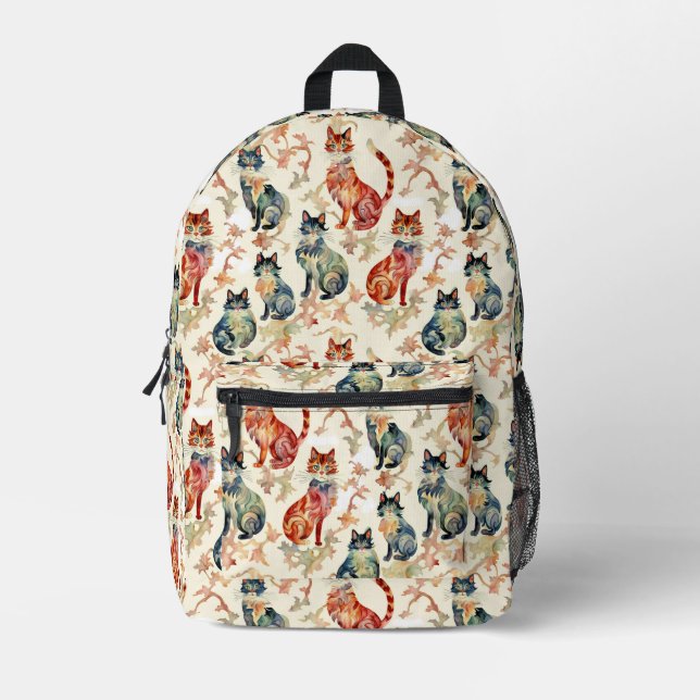 Sac À Dos Imprimé Chats dans un Motif d'aquarelle chinois (Recto)