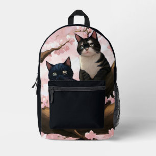 Sac À Dos Imprimé Chats Mignons Sur Un Arbre En Fleur De Cerise