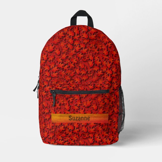 Sac À Dos Imprimé Chêne Feuille Motif d'art naturel Personnalisé (Recto)