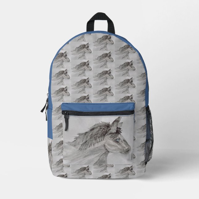 Sac À Dos Imprimé Cheval aux yeux bleus (Recto)