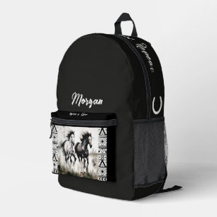 Sac À Dos Imprimé Chevaux courant noir et blanc