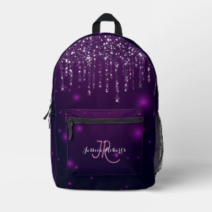 Sac À Dos Imprimé Chic Monogramme Girly Hot Purple Parties scintilla