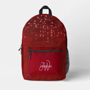 Sac À Dos Imprimé Chic Monogramme Girly Hot Red Parties scintillant