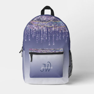 Sac À Dos Imprimé Chic Monogramme Parties scintillant Bleu de marbre