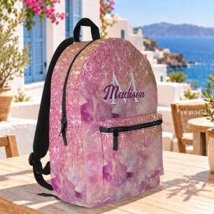 Sac À Dos Imprimé Chic ombre rose blush rose pailleté monogramme