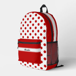 Sac À Dos Imprimé Chic Polka Dot Rouge Blanc Arrière - plan