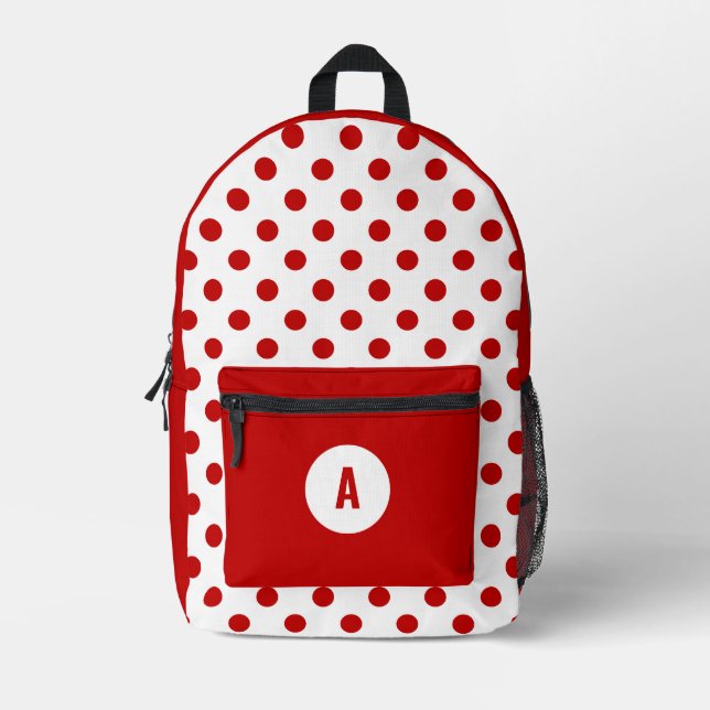 Sac À Dos Imprimé Chic Polka Dot Rouge Blanc Arrière - plan (Recto)