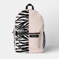 Chic Soft Peach Black and White Zebra Ados d'impre
