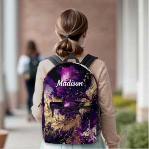 Sac À Dos Imprimé Chic violet or faux parties scintillant marbling m