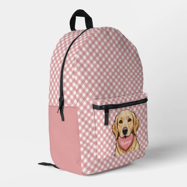 Sac À Dos Imprimé Chien mignon personnalisé avec motif carreaux et c (Coin arrière gauche)