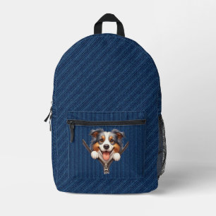 Sac À Dos Imprimé Chiffre australien Chiot Denim