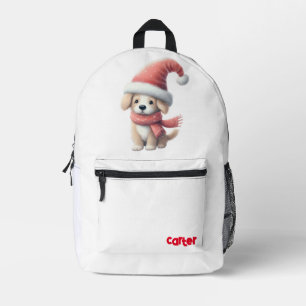 Sac À Dos Imprimé Chiot Noël/hiver mignon