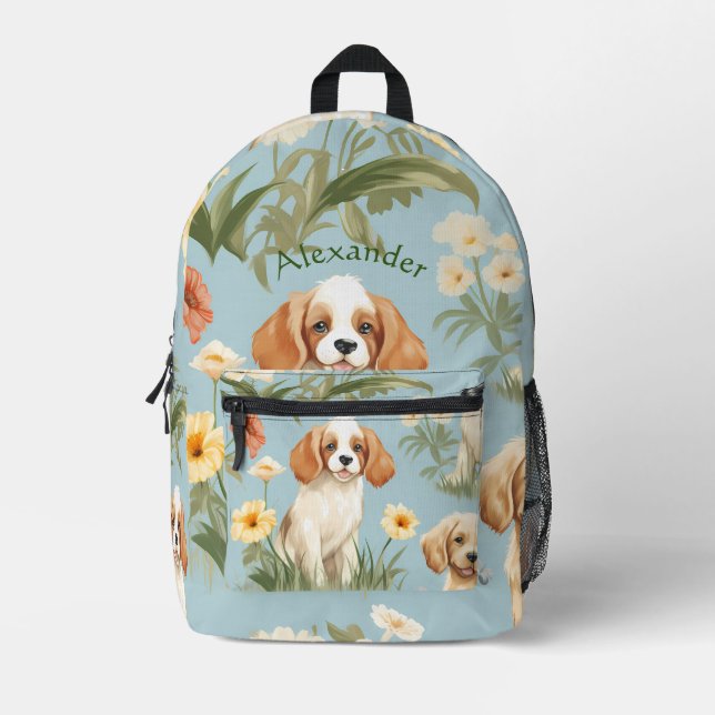 Sac À Dos Imprimé Chiot personnalisé adorable (Recto)