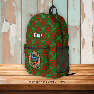 Sac À Dos Imprimé Cimier du clan Bruce sur tartan de chasse