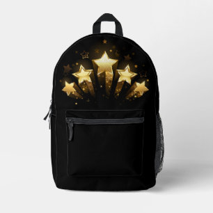 Sac À Dos Imprimé Cinq étoiles d'or en noir