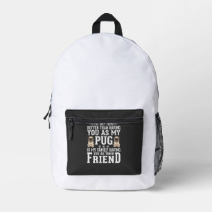 Sac À Dos Imprimé Citation de l'ami de la famille du chien Pug