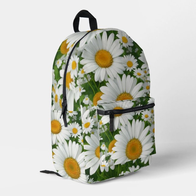 Sac À Dos Imprimé Classic marguerite motif blanc champs fleuris verd (Coin arrière gauche)
