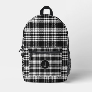 Sac À Dos Imprimé Classic Monogrammé Noir et Blanc Plaid