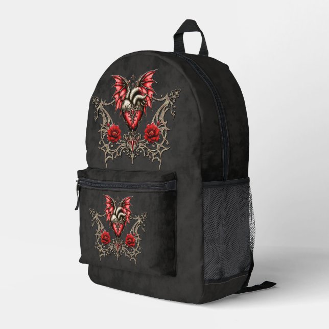 Sac À Dos Imprimé Coeur majestueux, romance gothique (Coin arrière droit)