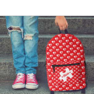 Sac À Dos Imprimé Cœur moderne et pièces de puzzle Saint-Valentin