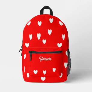 Sac À Dos Imprimé Coeurs blancs personnalisées rouge