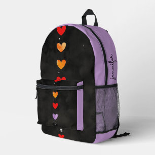 Sac À Dos Imprimé Coeurs et crâne pourpres et noirs