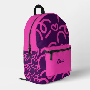 Sac À Dos Imprimé Cœurs roses néon foncé personnalisés