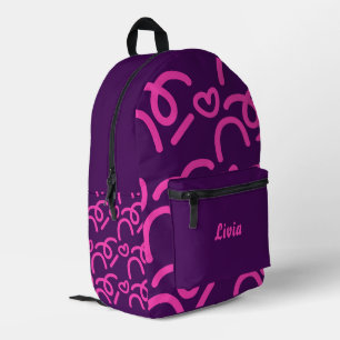 Sac À Dos Imprimé Cœurs roses néon foncé personnalisés