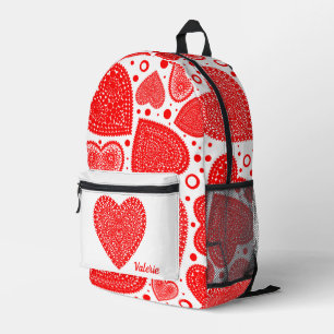 Sac À Dos Imprimé Coeurs rouges fantaisistes personnalisés