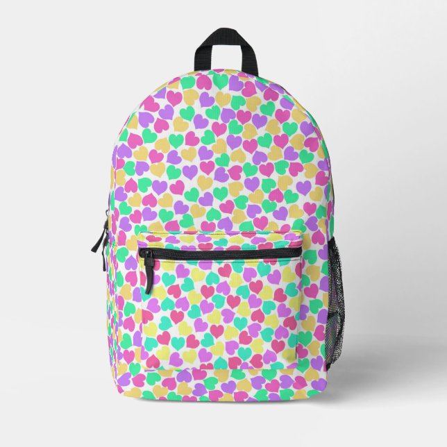 Sac À Dos Imprimé Coeurs vibrants sur blanc (Recto)
