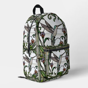 Sac À Dos Imprimé Colibri art nouveau en vitrail élégant