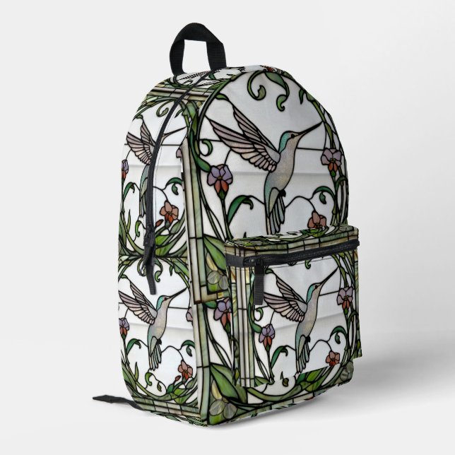 Sac À Dos Imprimé Colibri art nouveau en vitrail élégant (Coin arrière gauche)