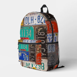 Sac À Dos Imprimé Collection de plaques de licence Rusty Retro