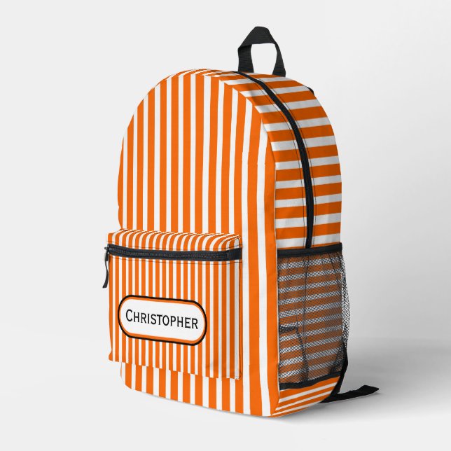Sac À Dos Imprimé Conception de bandes orange personnalisée (Coin arrière droit)
