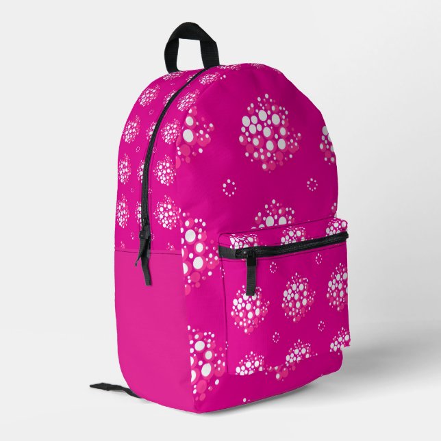 Sac À Dos Imprimé Conception de motif minimal à points magenta (Coin arrière gauche)