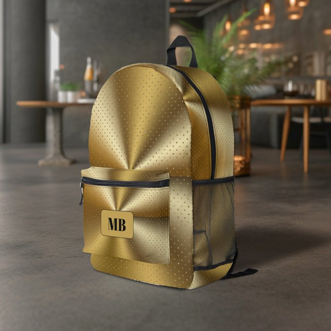 Sac À Dos Imprimé Conception de sequins métalliques dorés Luxe (Créateur téléchargé)