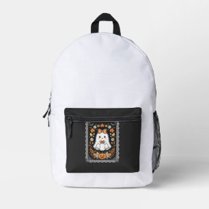 Sac À Dos Imprimé Conception de T-Shirt Floral de Fantôme de Citroui