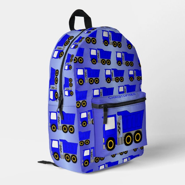 Sac À Dos Imprimé Conception personnalisée de camion bleu (Coin arrière gauche)