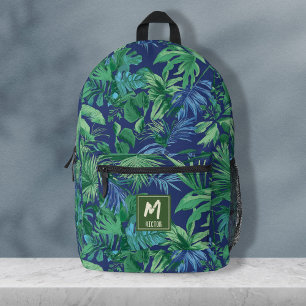 Sac À Dos Imprimé Conception personnalisée moderne Tropical Leaf Blu