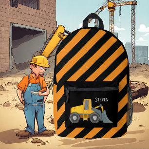 Sac À Dos Imprimé Cool boys Construction pelle camion ajouter nom