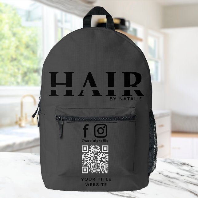 Sac À Dos Imprimé Cool QR Code coiffeur Cosmetology Professionnel (Créateur téléchargé)