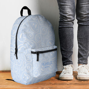 Sac À Dos Imprimé Cool Smile Girly Ado tendance Sky Blue