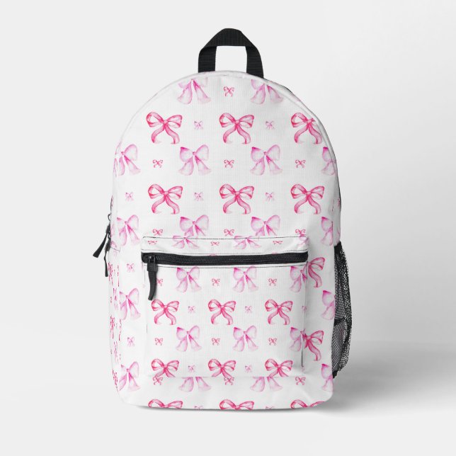 Sac À Dos Imprimé Coquette Bow rose Aquarelle mignonne (Recto)