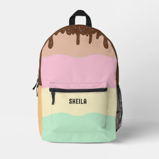Sac À Dos Imprimé Couleur de crème glacée mignonne Nom personnalisé