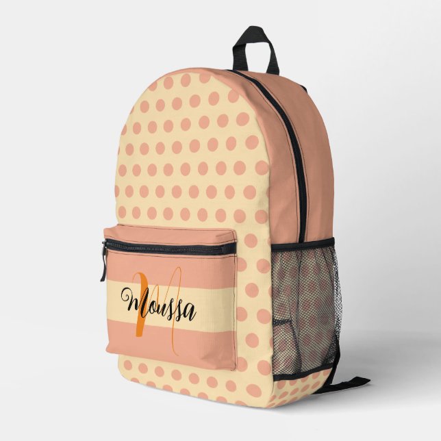 Sac À Dos Imprimé Couleur de pêche esthétique - Meilleur nom initial (Coin arrière droit)
