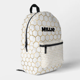 Sac À Dos Imprimé Couleur or Bee Hive Honeycomb Motif