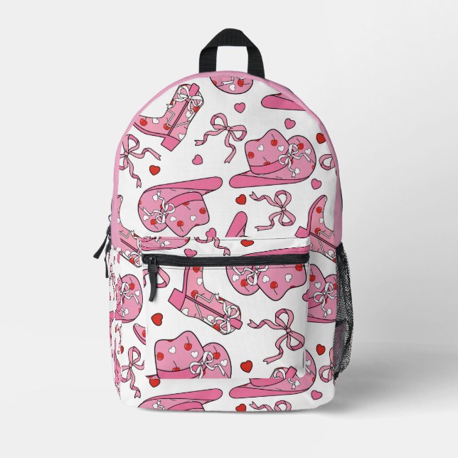Sac À Dos Imprimé Cowgirl Coquette rose (Recto)