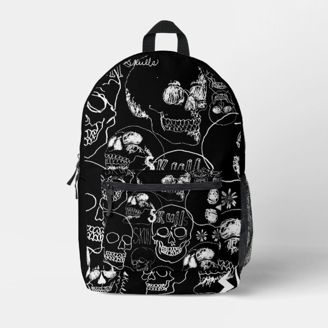 Sac À Dos Imprimé Crânes de carnet de croquis blancs (Recto)