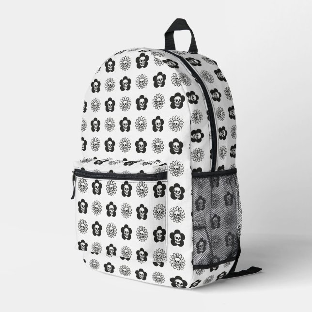 Sac À Dos Imprimé Crânes Fleurs (Coin arrière droit)