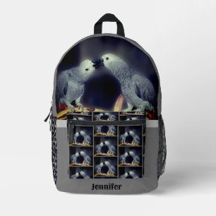 Sac À Dos Imprimé Cute African Grey Parrots Embrasser Personnalisé